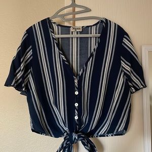 Navy crop top with front tie